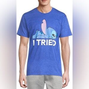 Disney Stitch Blue Polycotton Graphic Tee XXL OR XXXL